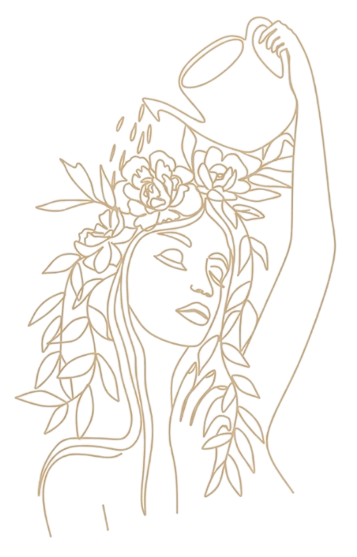 Ilustração da Deusa Afrodite em linha dourada